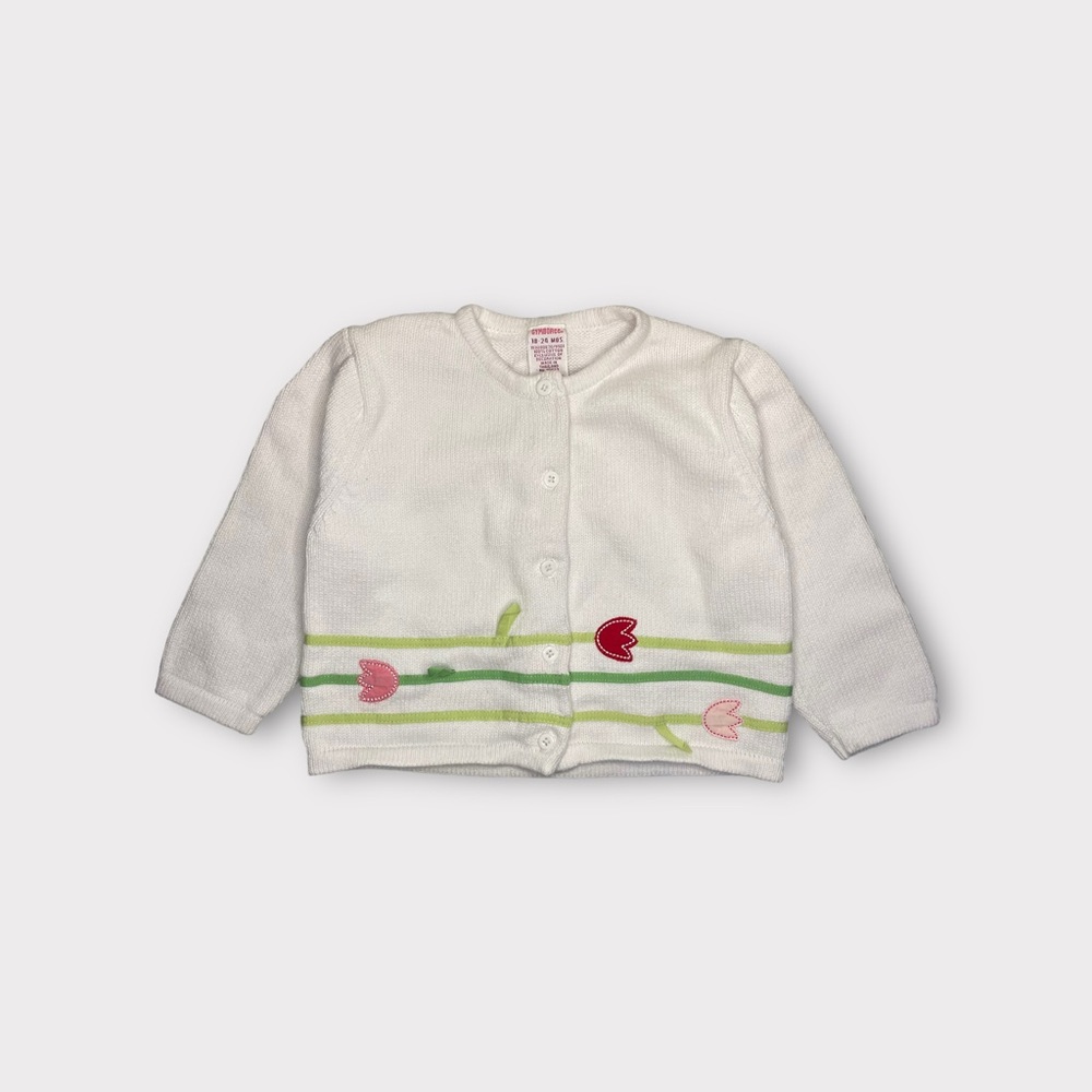 Gymboree Vintage 2003 Tulip Applique White Cardigan